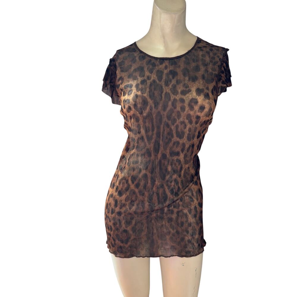 Vintage Dolce & Gabbana Leopard Print Mesh Top Dress IT 46 US 10 - Picture 1 of 11